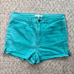 Teal/mint green denim shorts sz 30”